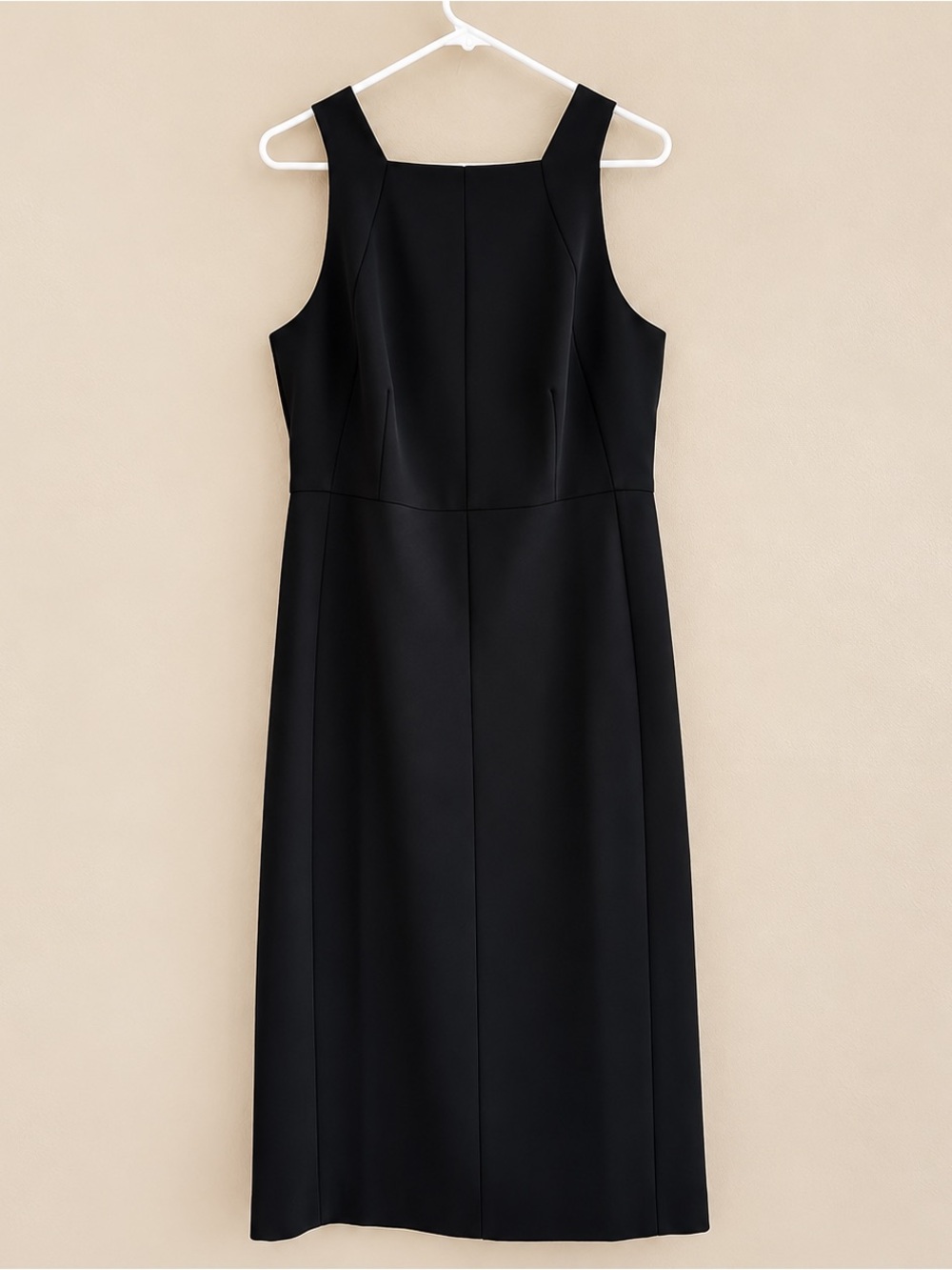 NWT Ann Taylor Black Square Neck Sheath Dress Size 8 Stretch Career Cocktail